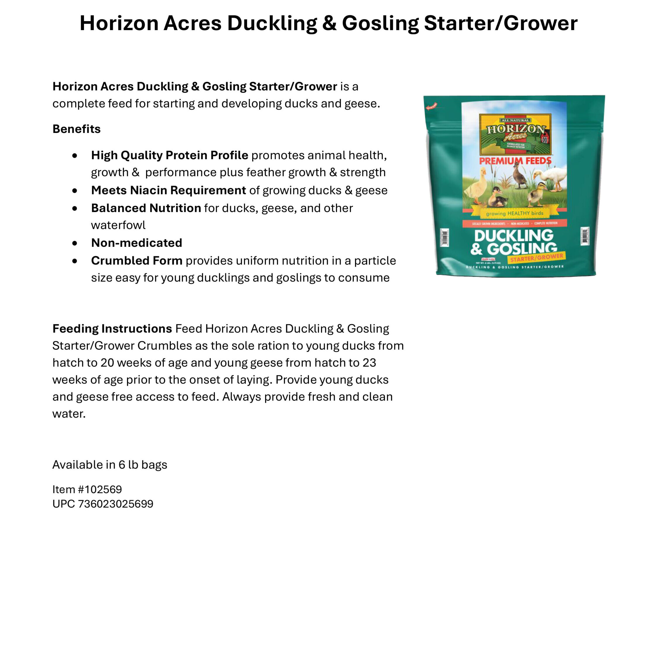 Horizon Acres Duckling & Gosling Starter/Grower