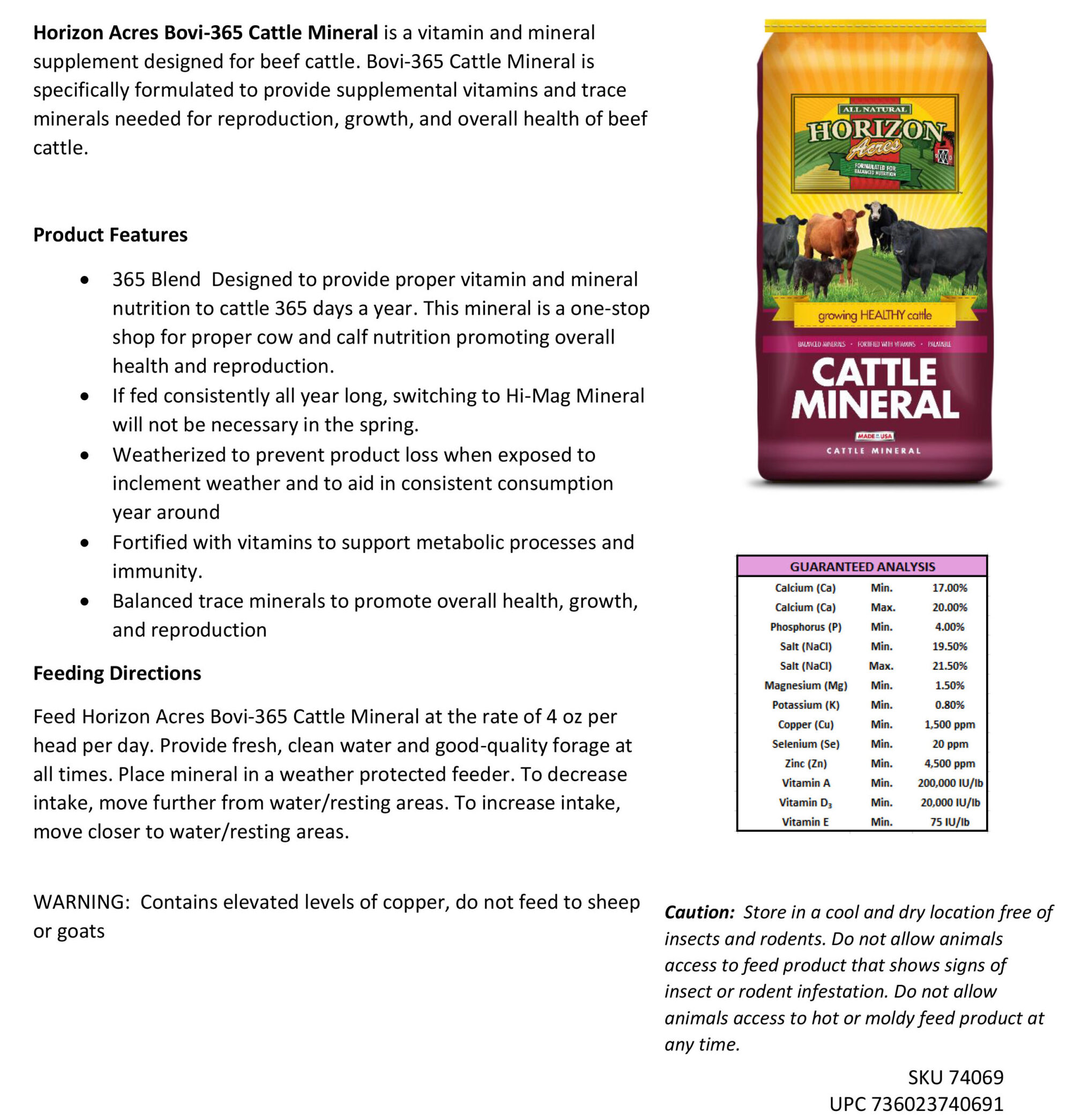 Horizon Acres Bovi-365 Cattle Mineral