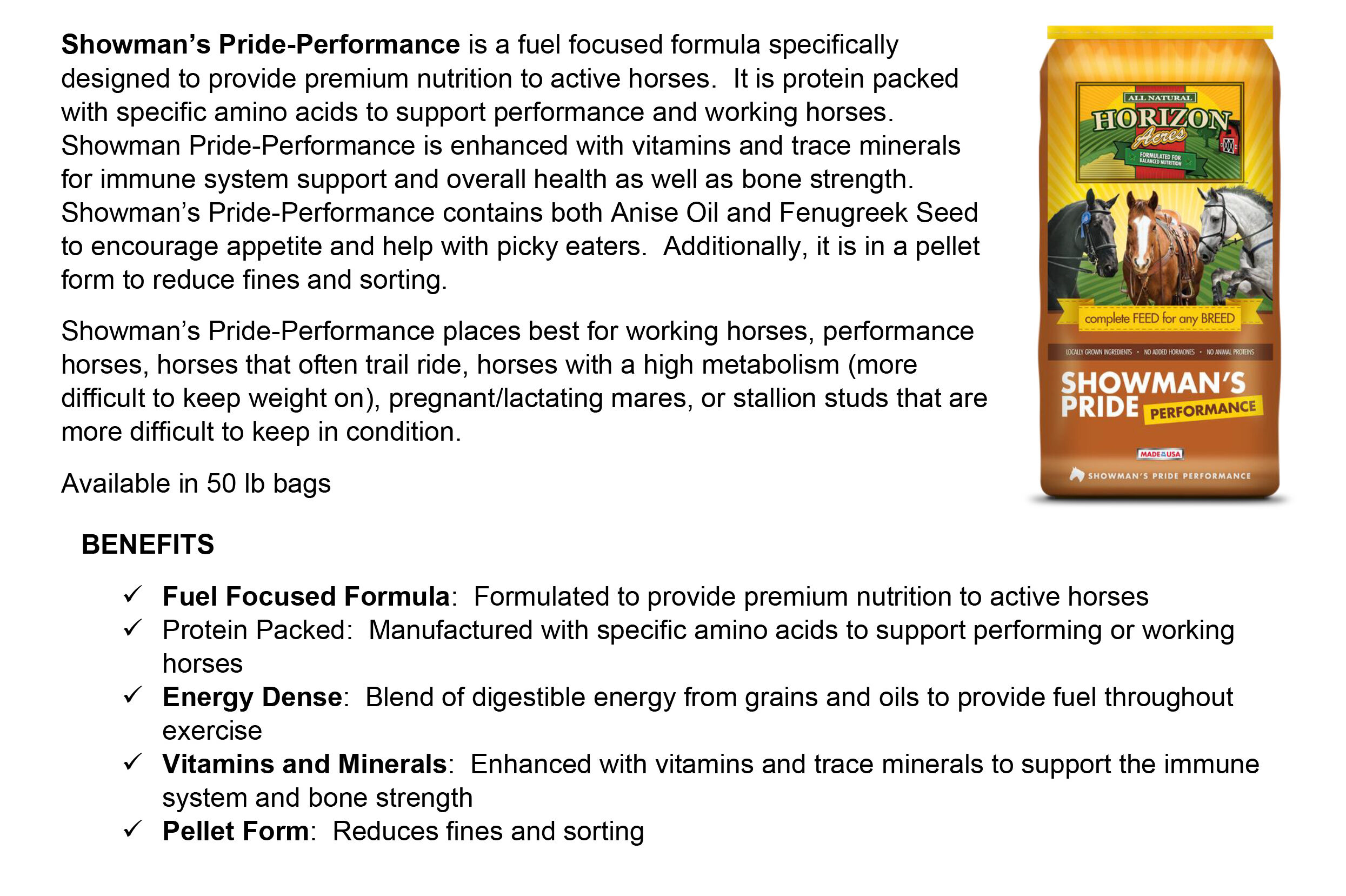 Horizon Acres Showman's Pride Performance