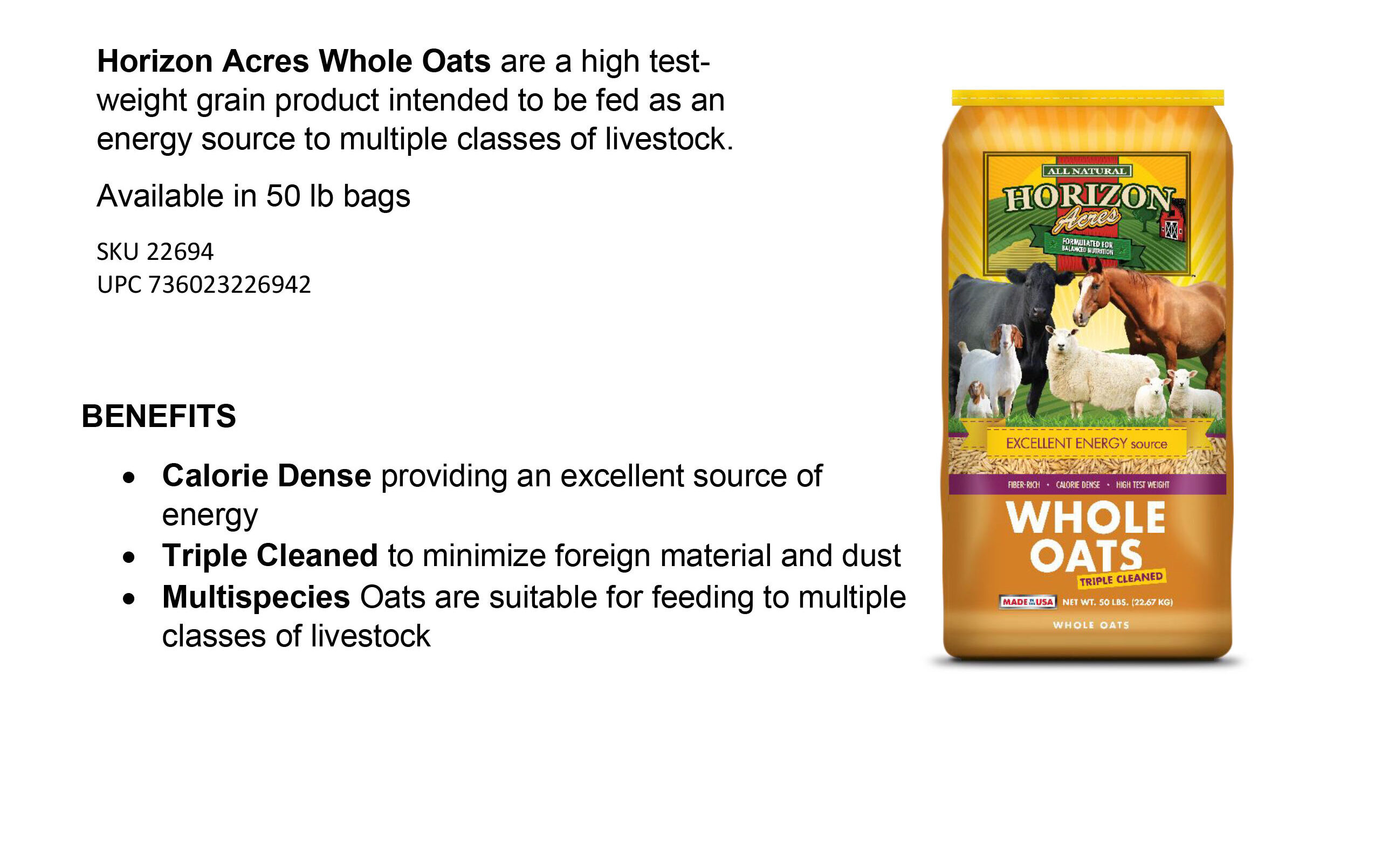 Horizon Acres Whole Oats